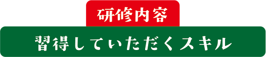 研修内容　習得していただくスキル